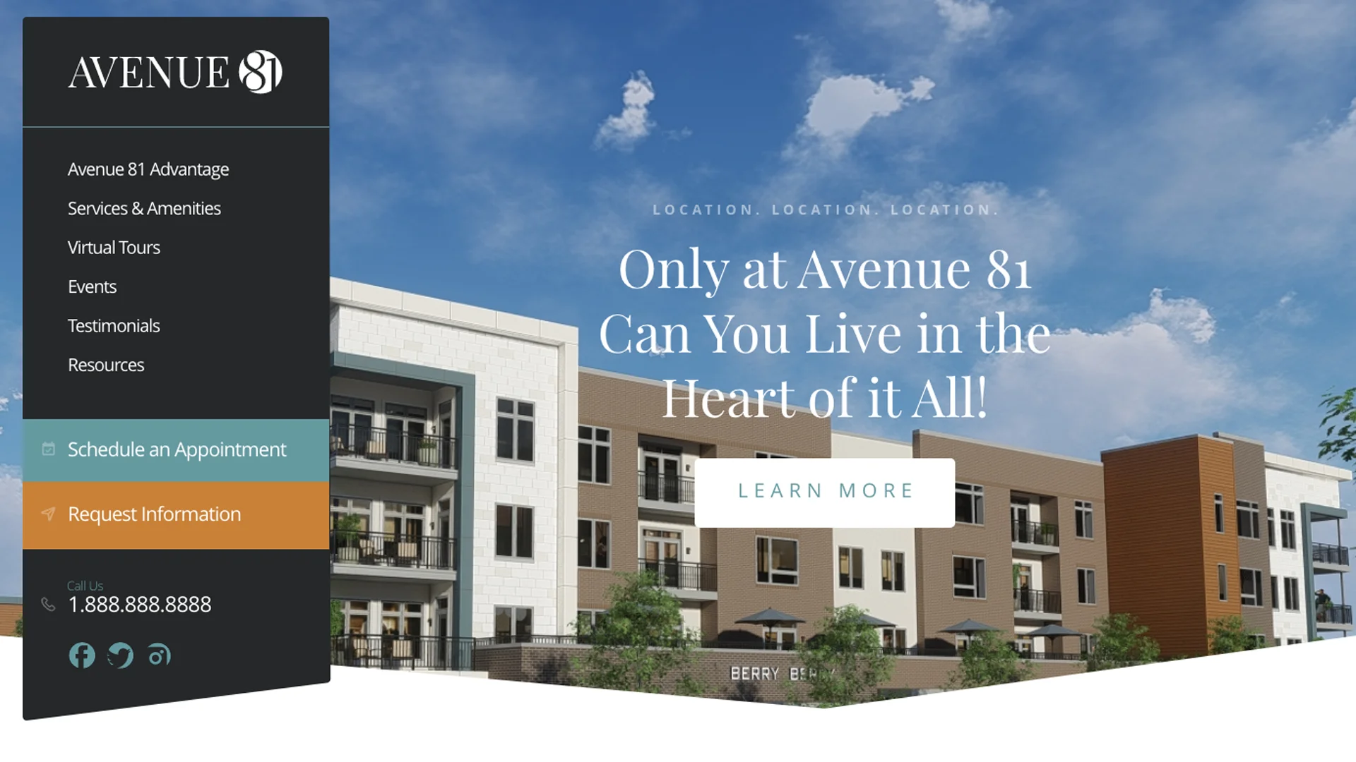 Senior living facility website