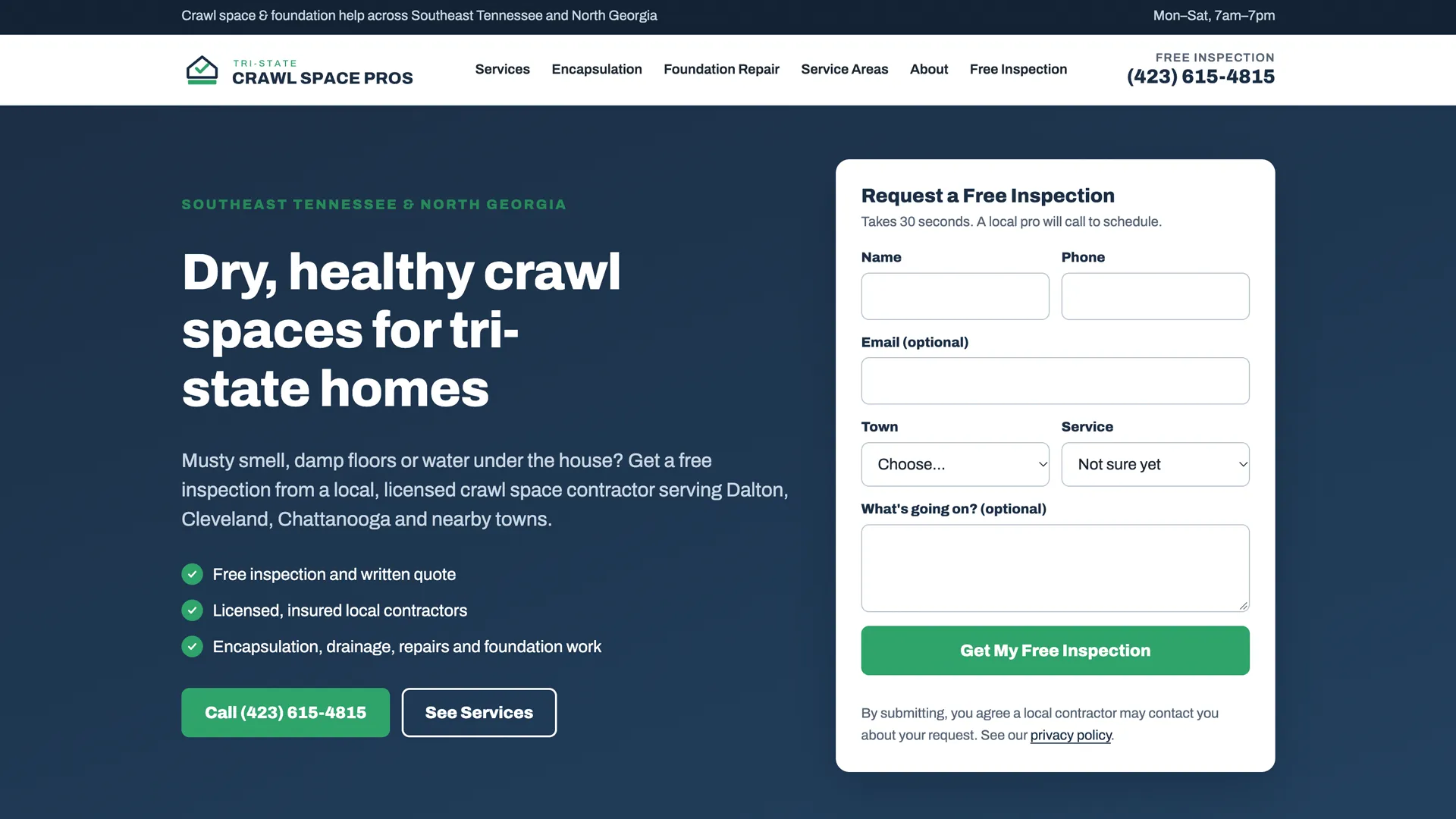 Crawl space repair website
